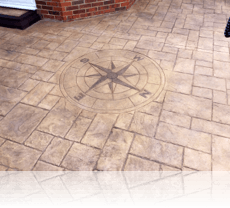 Compass Feature in Biscuit with Brown Stain Etch and Matt Finish